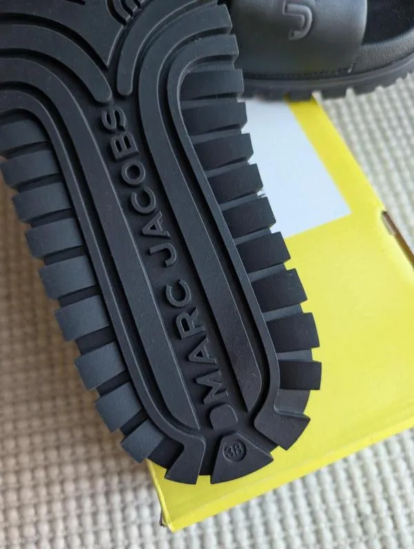 Șlapi Marc Jacobs EU 38 | Negru, Logo, Piele naturală - Image 8