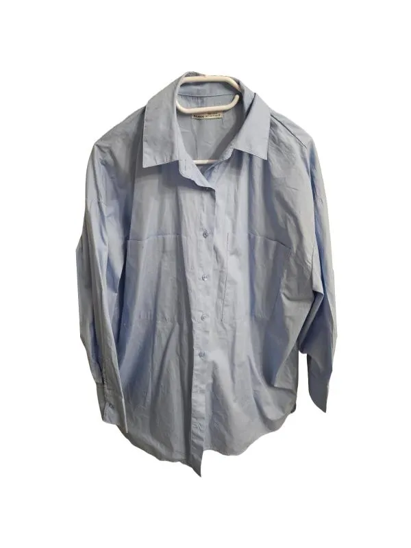 Cămașă Pull&Bear M | Bleu, Normal, Mânecă lungă, Bumbac