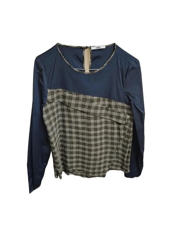 Bluză Zara S | Bleumarin, Normal, Bumbac