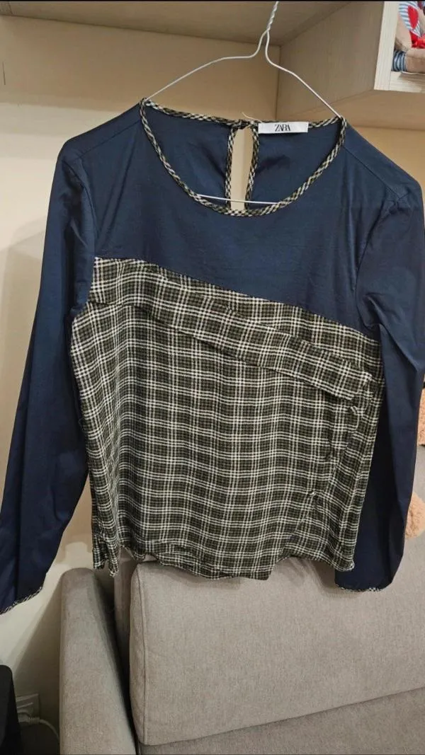 Bluză Zara S | Bleumarin, Normal, Bumbac - Image 2