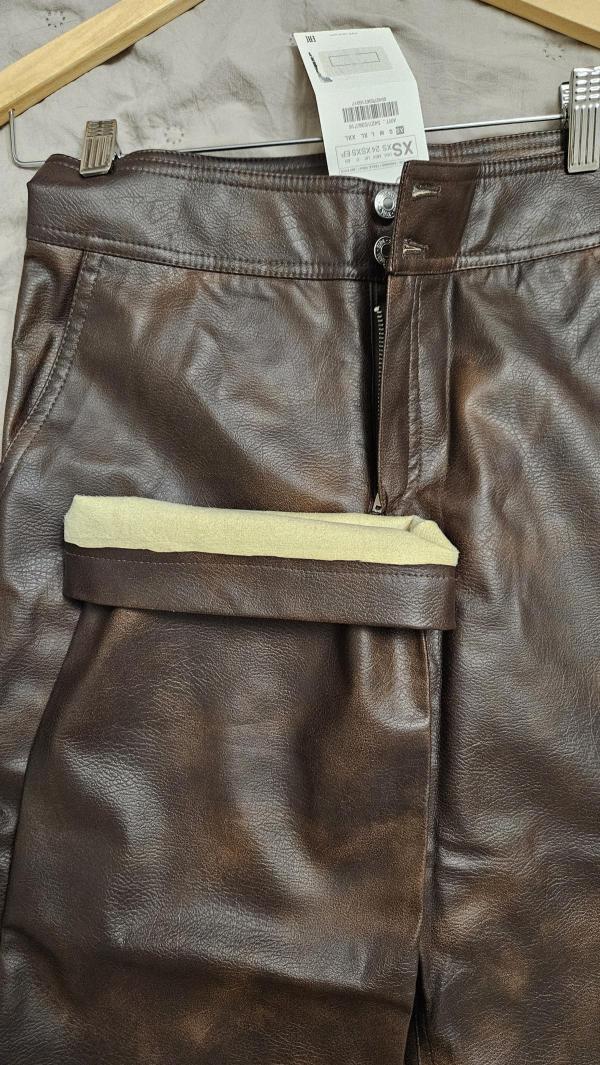 Pantaloni Zara EU 34 | Maro, Lungi, Talie medie, Clasici  Casual, Poliuretan - Image 7