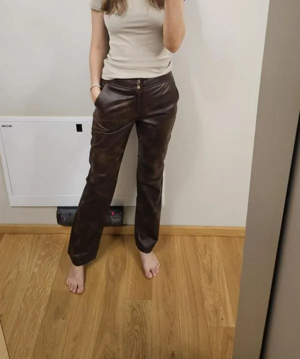 Pantaloni Zara EU 34 | Maro, Lungi, Talie medie, Clasici  Casual, Poliuretan - Image 9