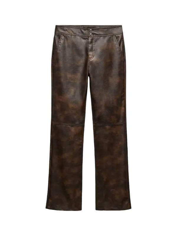 Pantaloni Zara EU 34 | Maro, Lungi, Talie medie, Clasici Casual, Poliuretan