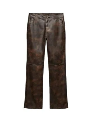 Pantaloni Zara EU 34 | Maro, Lungi, Talie medie, Clasici Casual, Poliuretan
