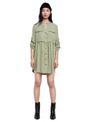 Rochie casual Zara S | Khaki, Mini, Liocel