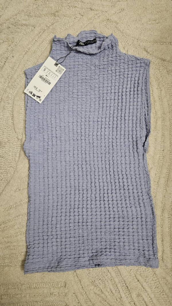Maiou Zara S | Bleu, Normal, Fără mâneci, Poliester - Image 6