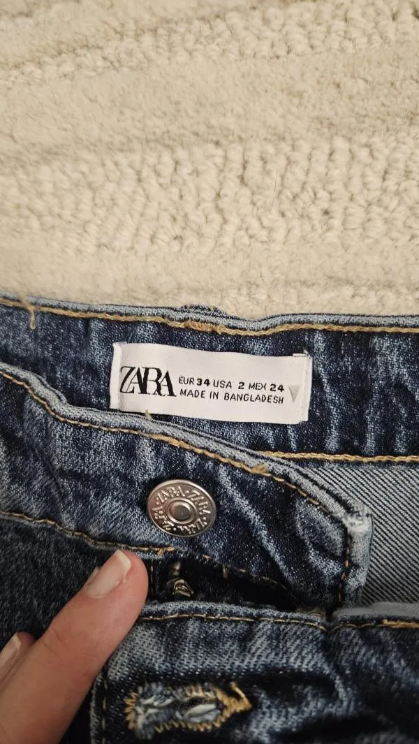 Blugi Zara EU 34 | Bleumarin, Scurți, Talie înaltă, Bumbac - Image 4