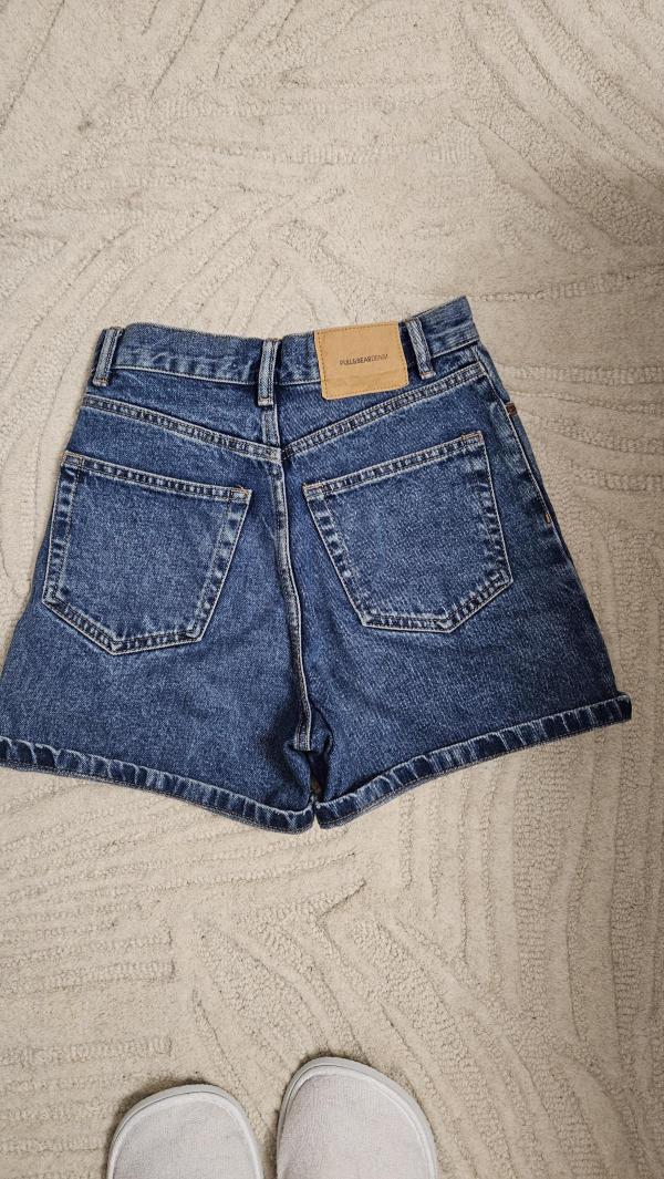Blugi Pull&Bear EU 32 | Albastru, Scurți, Talie înaltă, Bumbac - Image 3