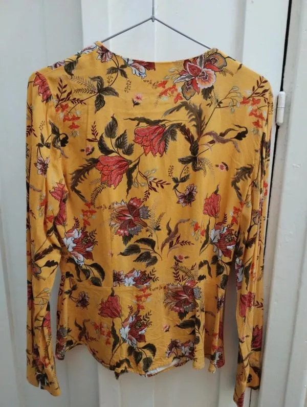 Bluză Reserved EU 36 | Portocaliu, Normal, Mânecă lungă, Floral & Tropical, Bumbac - Image 6