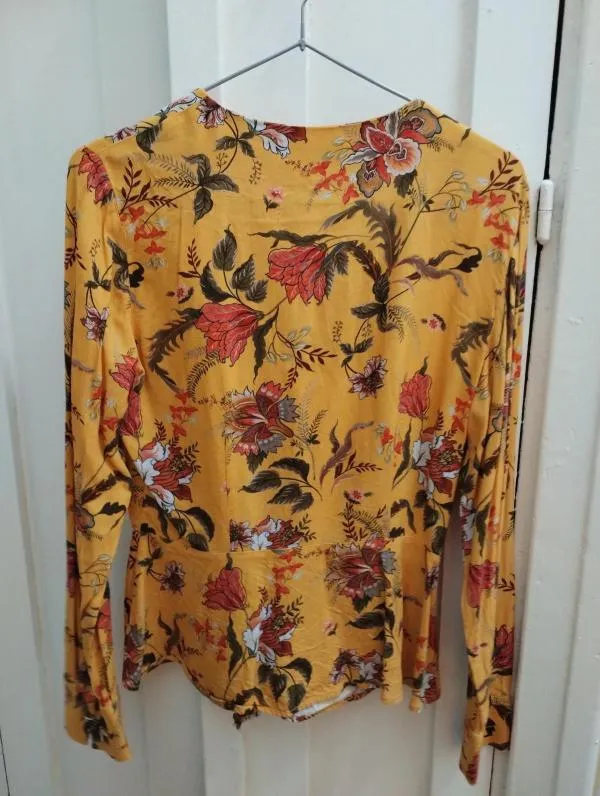 Bluză Reserved EU 36 | Portocaliu, Normal, Mânecă lungă, Floral & Tropical, Bumbac - Image 7