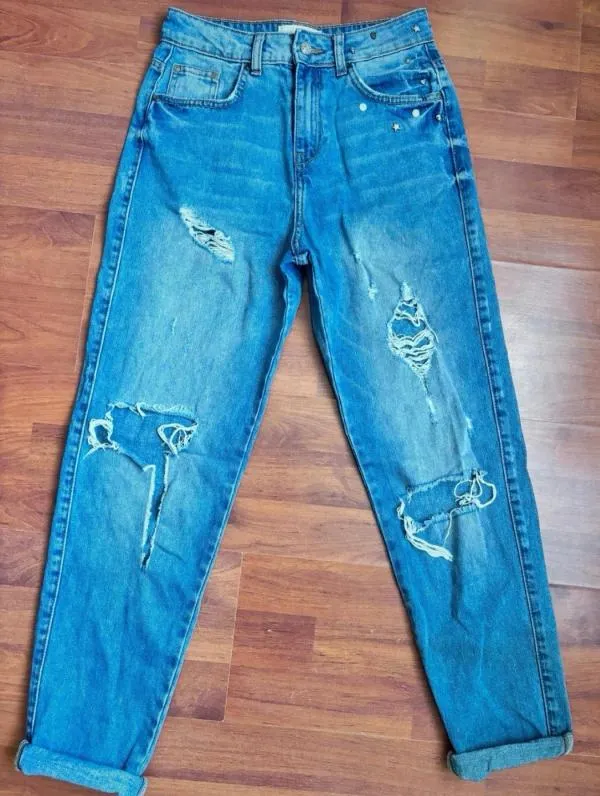 Blugi Reserved EU 34 | Albastru, Lungi, Talie înaltă, Wide Leg fit, Bumbac - Image 2