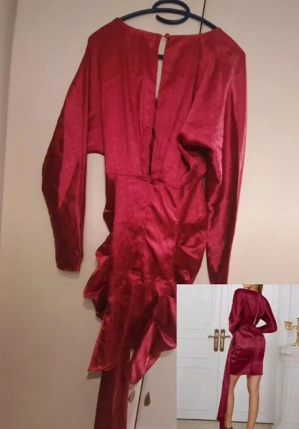 Rochie de ocazie Shein XS | Burgundy, Mini, Mânecă lungă, Cu decupaje, Elastan - Image 5