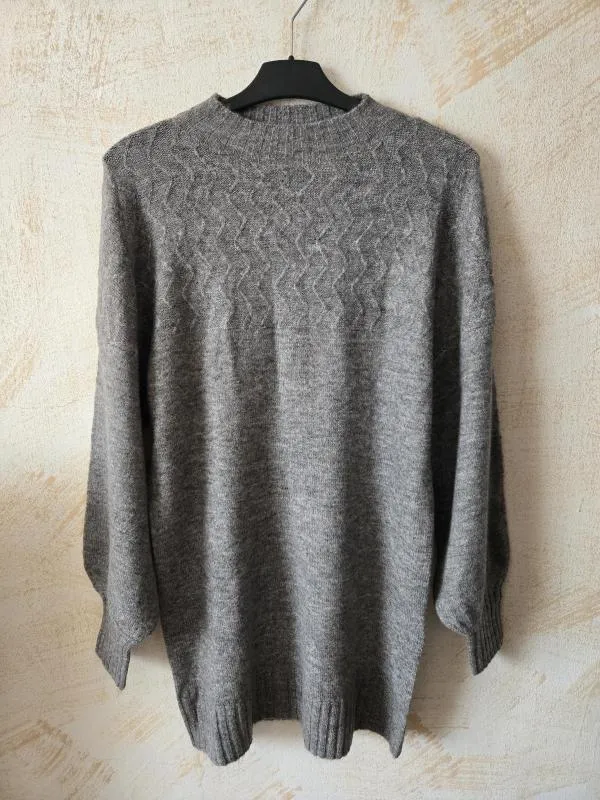 Rochie de iarnă Esmara S | Gri, Mini, Mânecă lungă, Poliester - Image 2