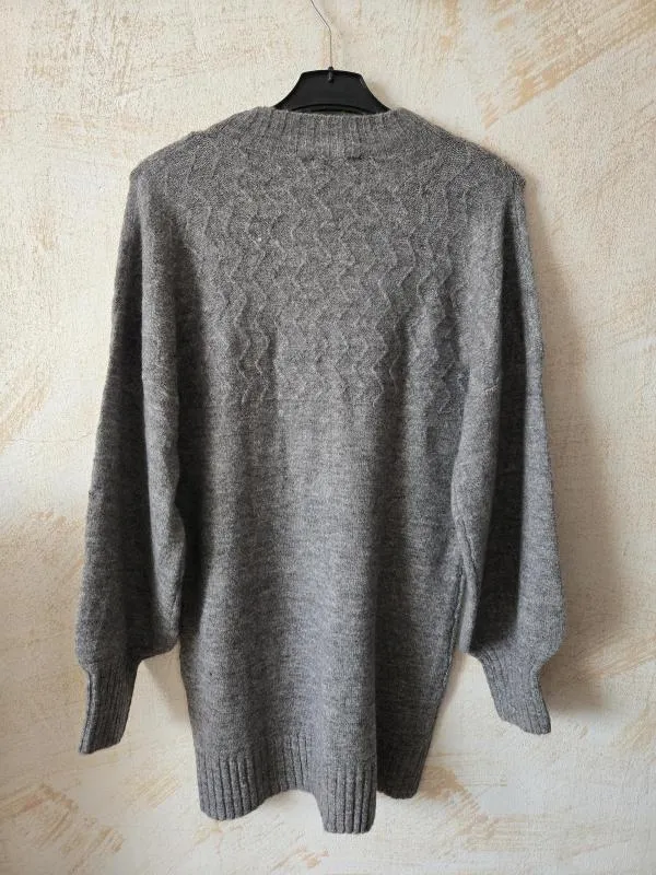 Rochie de iarnă Esmara S | Gri, Mini, Mânecă lungă, Poliester - Image 3