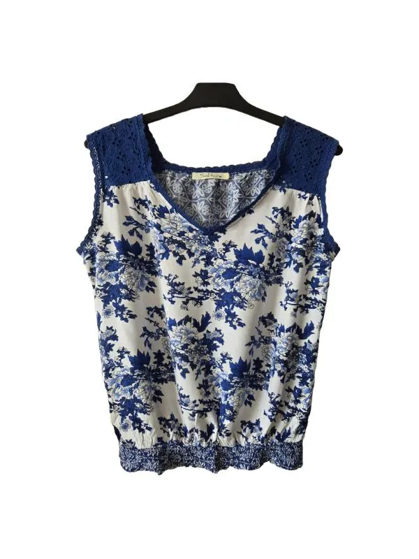 Maiou Solitaire S-M | Albastru, Normal, Bretele subțiri, Floral & Tropical