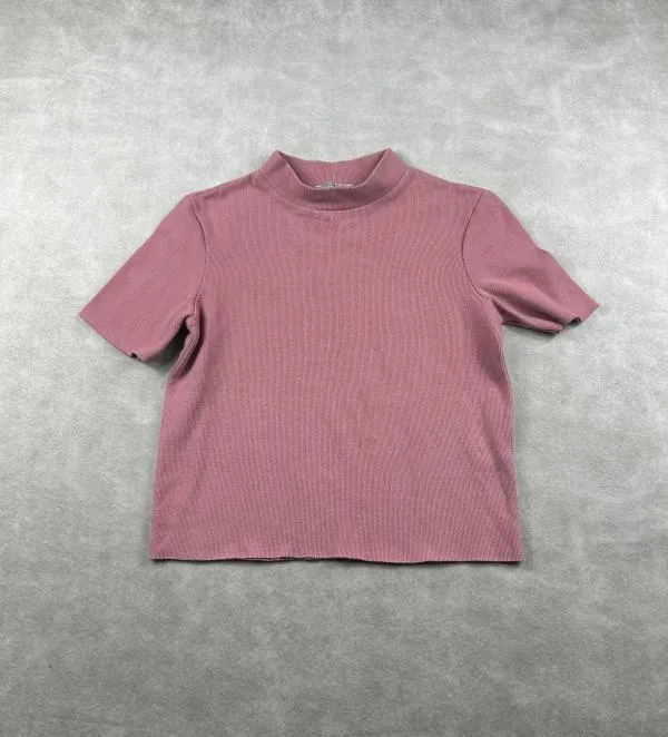 Top cropped Zara S | Roz, Cropped (Scurt), Mânecă scurtă, Bumbac - Image 2