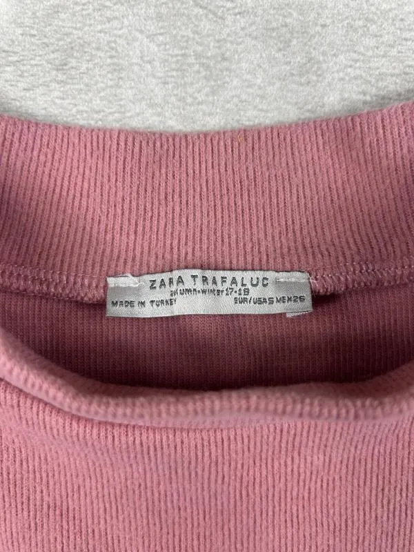 Top cropped Zara S | Roz, Cropped (Scurt), Mânecă scurtă, Bumbac - Image 3
