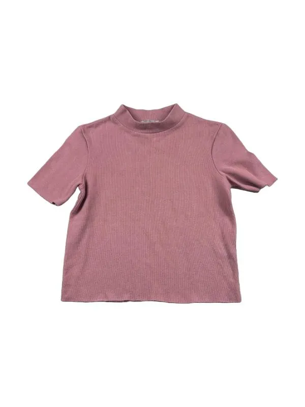 Top cropped Zara S | Roz, Cropped (Scurt), Mânecă scurtă, Bumbac