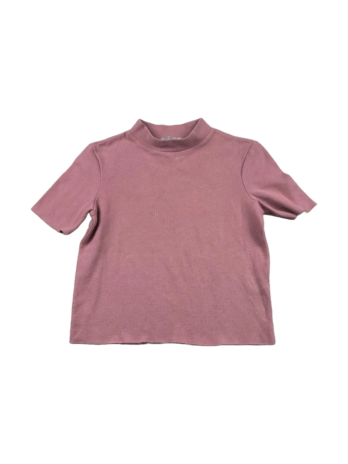 Top cropped Zara S | Roz, Cropped (Scurt), Mânecă scurtă, Bumbac