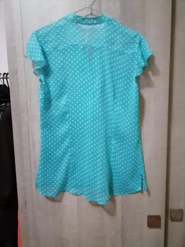 Bluză Arcacci EU 38 | Bleu, Normal, Fără mâneci, Buline & Imprimeuri mici, Volane - Image 3