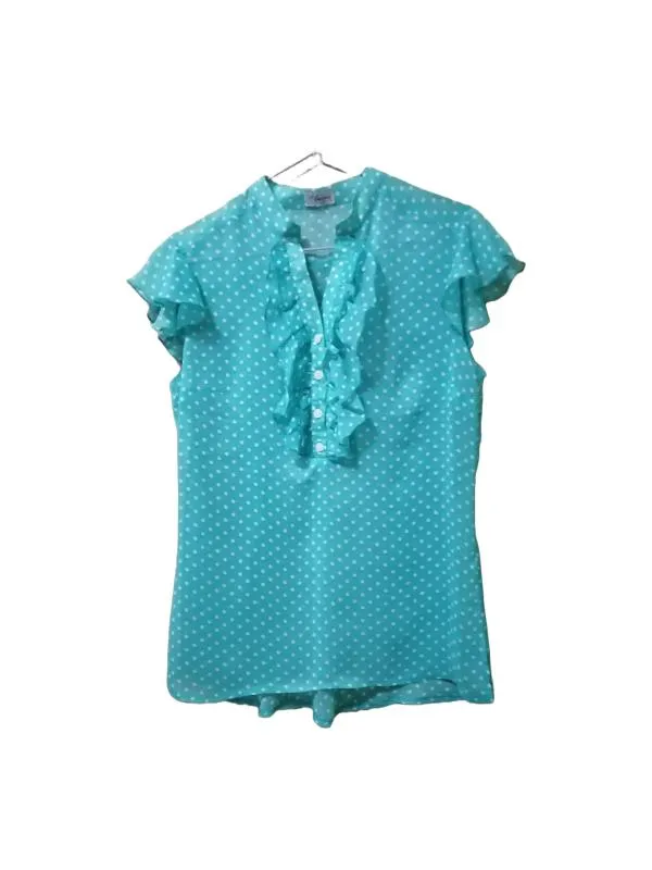 Bluză Arcacci EU 38 | Bleu, Normal, Fără mâneci, Buline & Imprimeuri mici, Volane