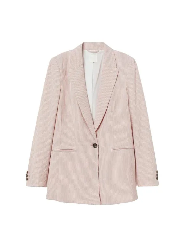 Sacou H&M EU 38 | Roz, Normal, Mânecă lungă, Dungi