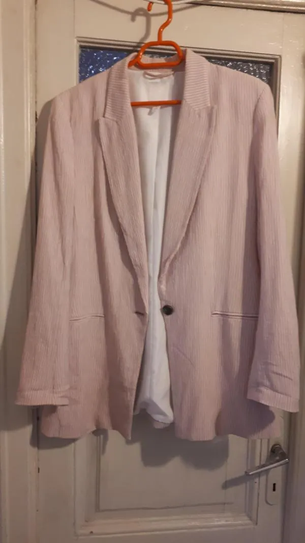 Sacou H&M EU 38 | Roz, Normal, Mânecă lungă, Dungi - Image 2