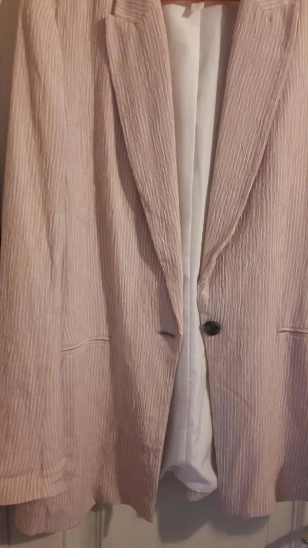 Sacou H&M EU 38 | Roz, Normal, Mânecă lungă, Dungi - Image 3