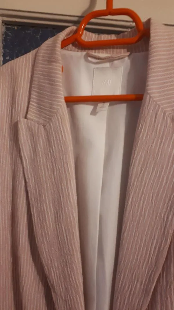 Sacou H&M EU 38 | Roz, Normal, Mânecă lungă, Dungi - Image 4