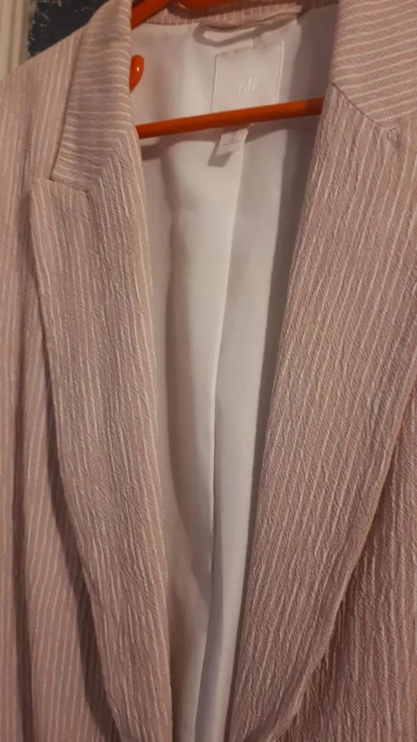 Sacou H&M EU 38 | Roz, Normal, Mânecă lungă, Dungi - Image 8