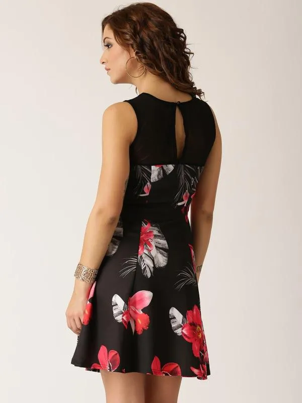 Rochie de seară Quiz EU 36 | Multicolor, Mini, Fără mâneci, Floral & Tropical, Transparent, Poliester - Image 3