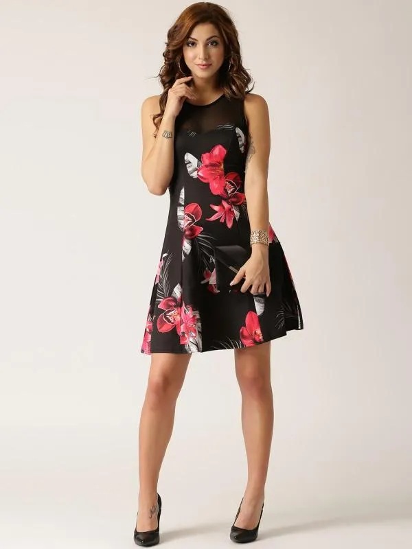 Rochie de seară Quiz EU 36 | Multicolor, Mini, Fără mâneci, Floral & Tropical, Transparent, Poliester - Image 4