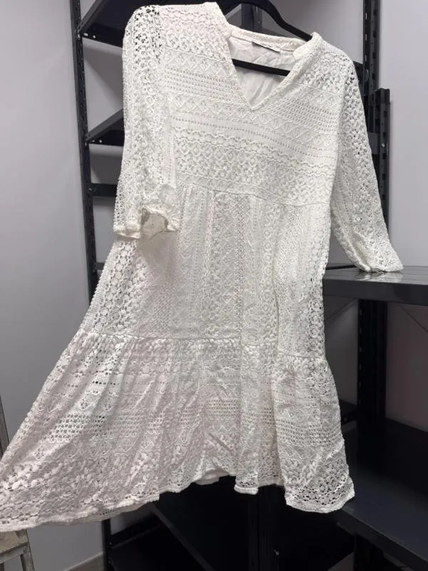 Rochie de vară About You EU 34 | Alb, Mini, Mânecă trei sferturi, Dantelă, Poliamidă - Image 5