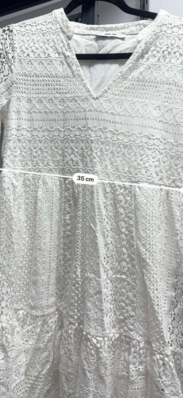 Rochie de vară About You EU 34 | Alb, Mini, Mânecă trei sferturi, Dantelă, Poliamidă - Image 9