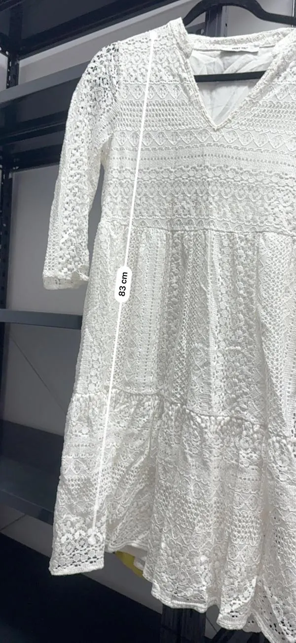 Rochie de vară About You EU 34 | Alb, Mini, Mânecă trei sferturi, Dantelă, Poliamidă - Image 10