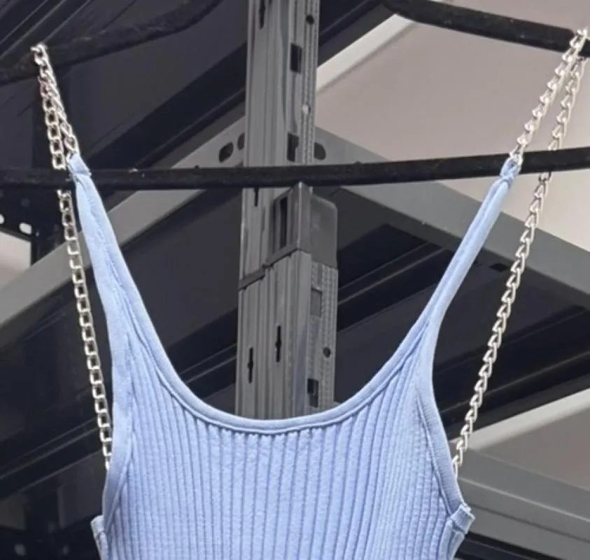 Rochie dreaptă DeeZee EU 38 | Bleu, Midi, Bretele subțiri, Acrilic - Image 3