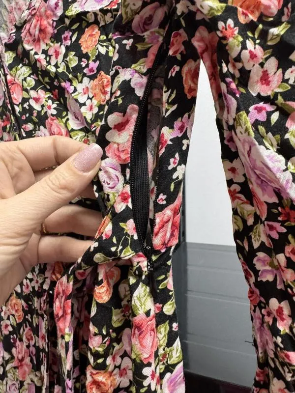 Rochie casual AMISU EU 38 | Multicolor, Midi, Mânecă lungă, Floral & Tropical, Design petrecut, Poliester - Image 5