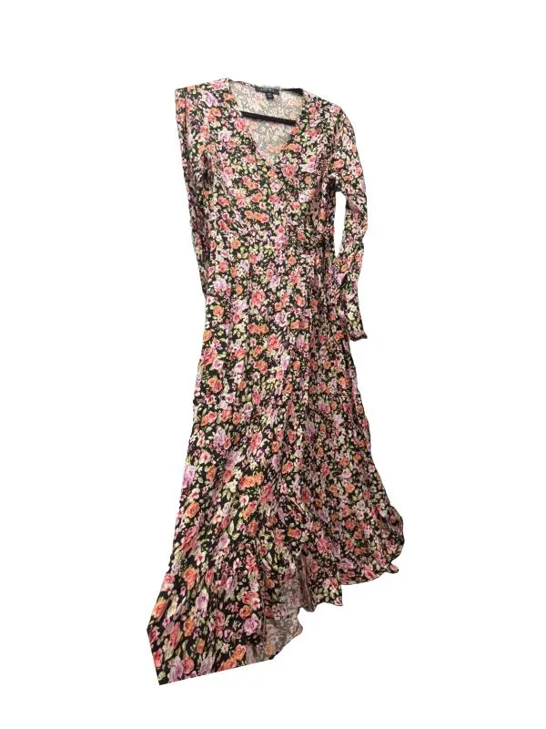 Rochie casual AMISU EU 38 | Multicolor, Midi, Mânecă lungă, Floral & Tropical, Design petrecut, Poliester