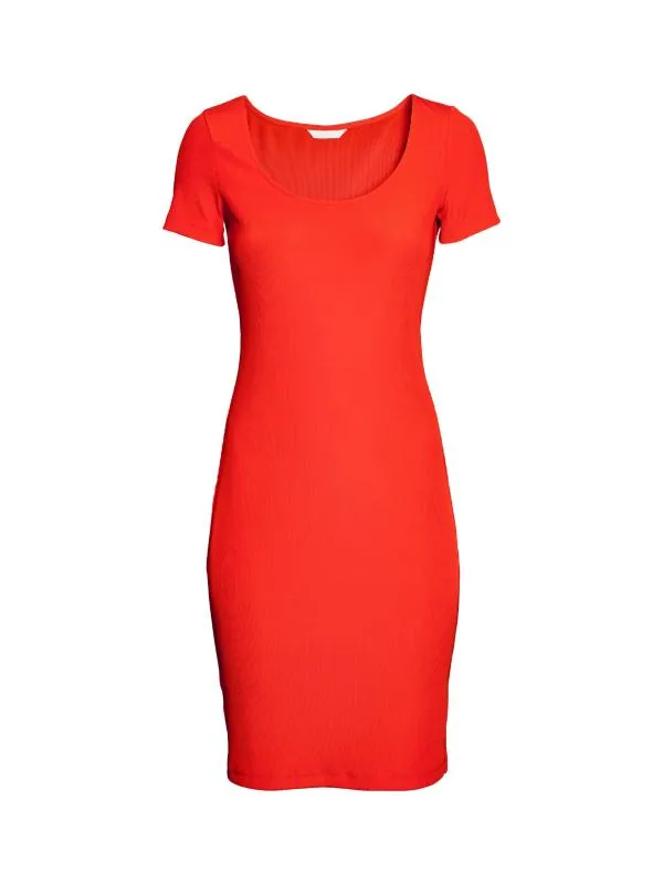 Rochie mulată H&M EU 38 | Roșu, Mini, Mânecă scurtă, Poliester