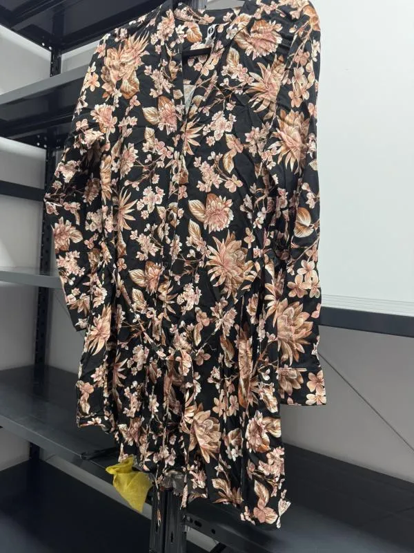 Rochie tip cămașă EVERME EU 40 | Maro, Mini, Mânecă lungă, Plus size, Floral & Tropical, Poliester - Image 2