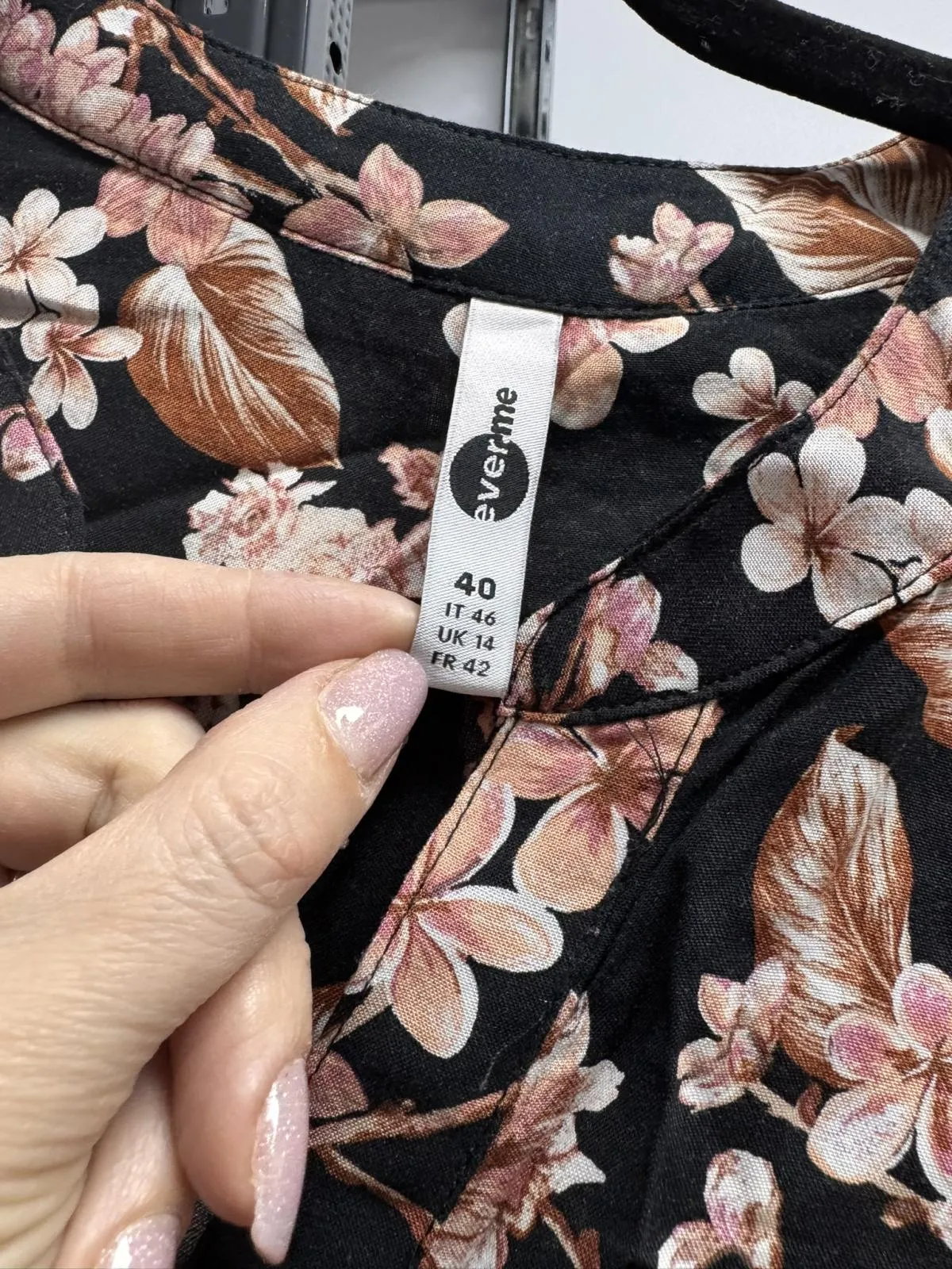 Rochie tip cămașă EVERME EU 40 | Maro, Mini, Mânecă lungă, Plus size, Floral & Tropical, Poliester - Image 3