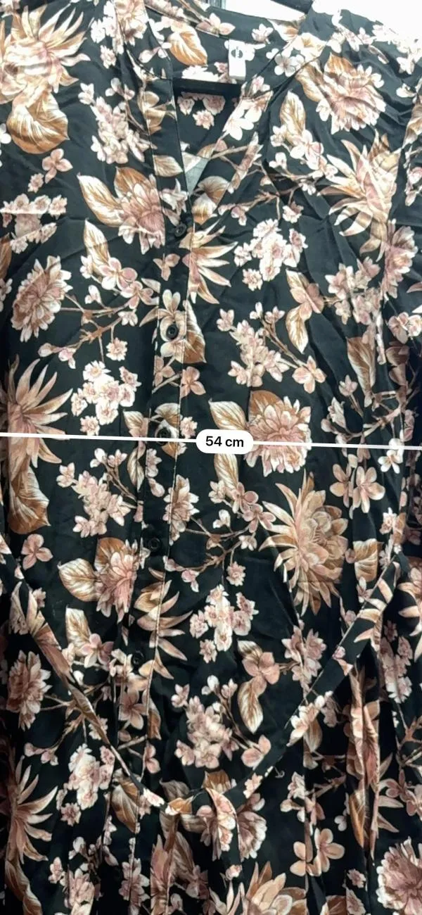 Rochie tip cămașă EVERME EU 40 | Maro, Mini, Mânecă lungă, Plus size, Floral & Tropical, Poliester - Image 7