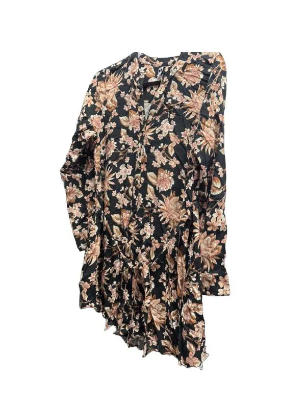 Rochie tip cămașă EVERME EU 40 | Maro, Mini, Mânecă lungă, Plus size, Floral & Tropical, Poliester