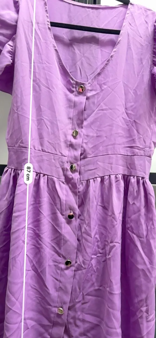 Rochie de vară EU 36 | Mov, Mini, Fără mâneci, Volane, Poliester - Image 6