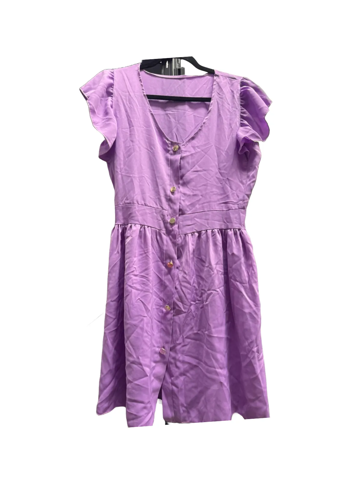 Rochie de vară EU 36 | Mov, Mini, Fără mâneci, Volane, Poliester