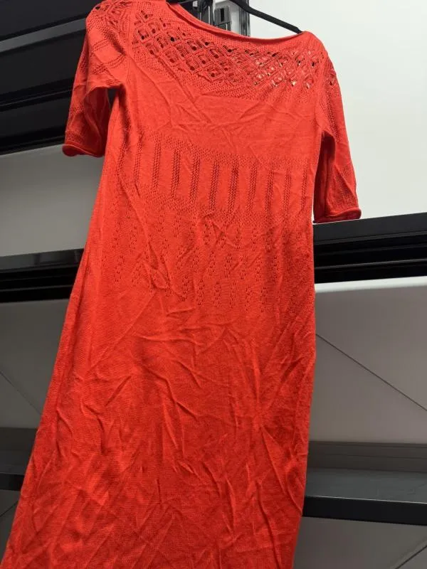 Rochie dreaptă BEYOU EU 38 | Roșu, Mini, Mânecă scurtă, Transparent, Acrilic - Image 3