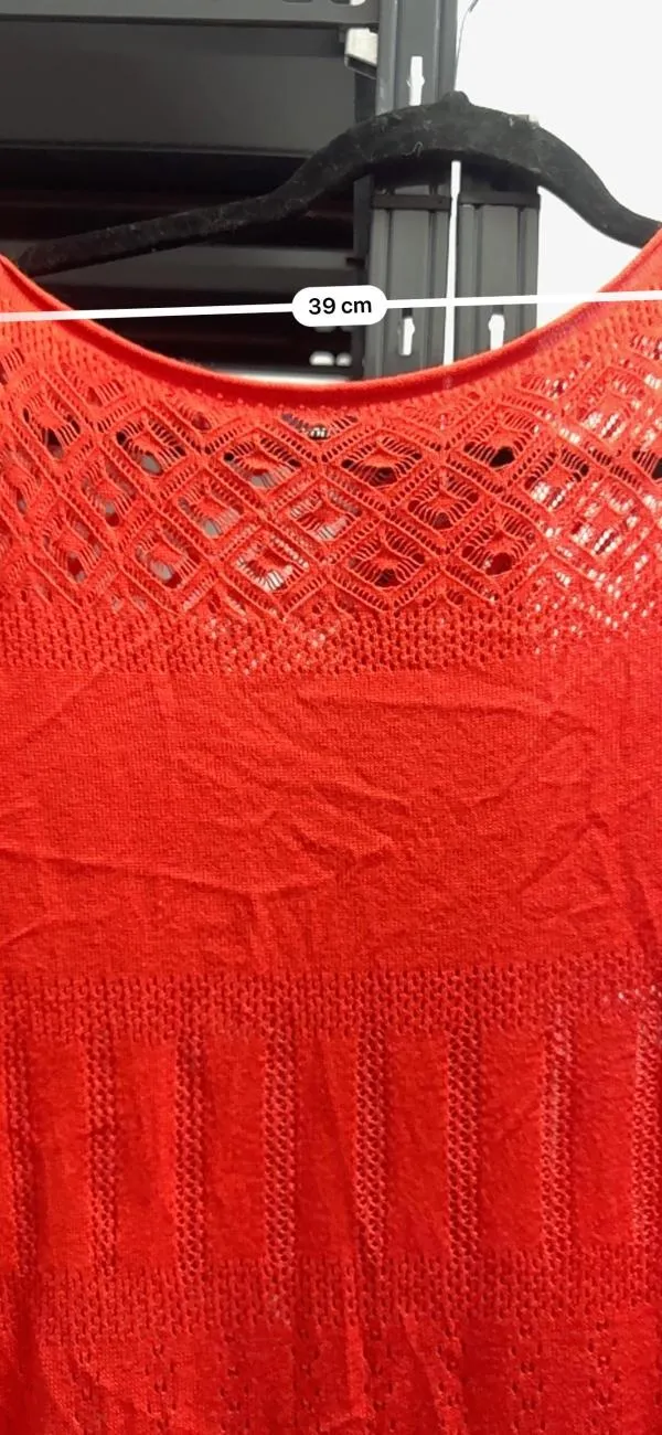 Rochie dreaptă BEYOU EU 38 | Roșu, Mini, Mânecă scurtă, Transparent, Acrilic - Image 5