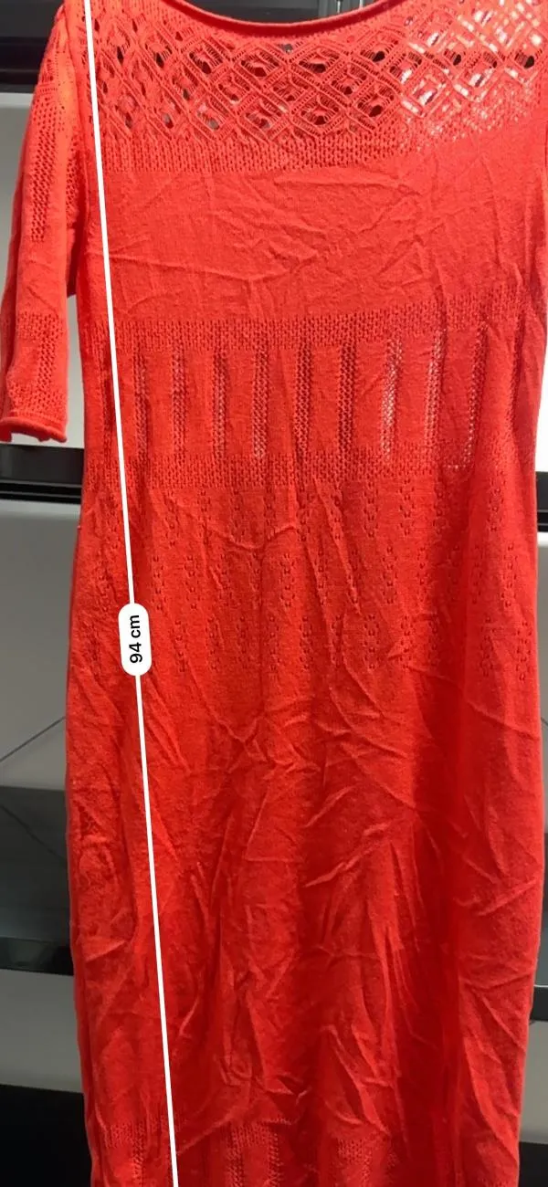 Rochie dreaptă BEYOU EU 38 | Roșu, Mini, Mânecă scurtă, Transparent, Acrilic - Image 7
