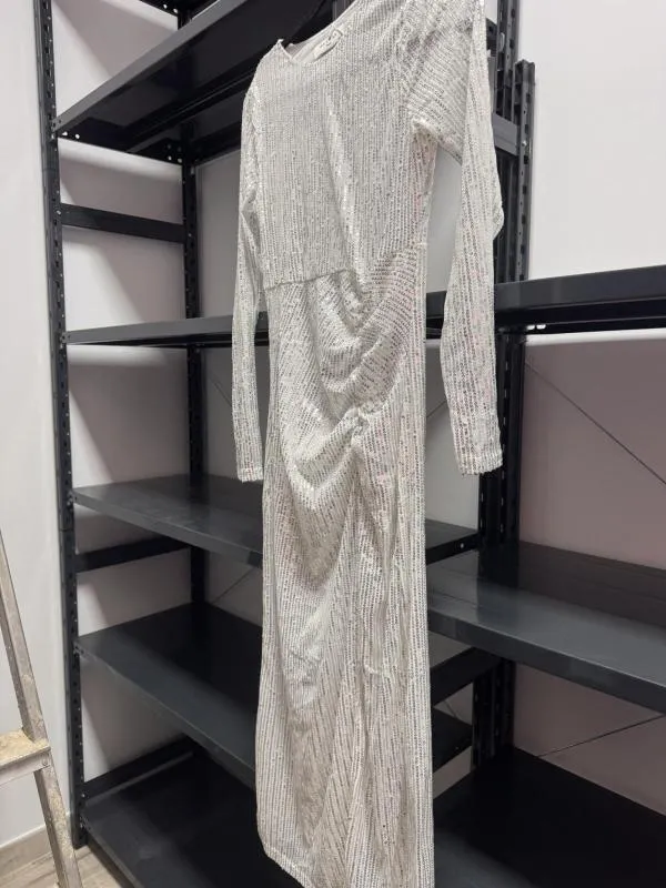 Rochie de ocazie BYSWAN EU 38 | Alb, Midi, Mânecă lungă, Paiete, Poliester - Image 2