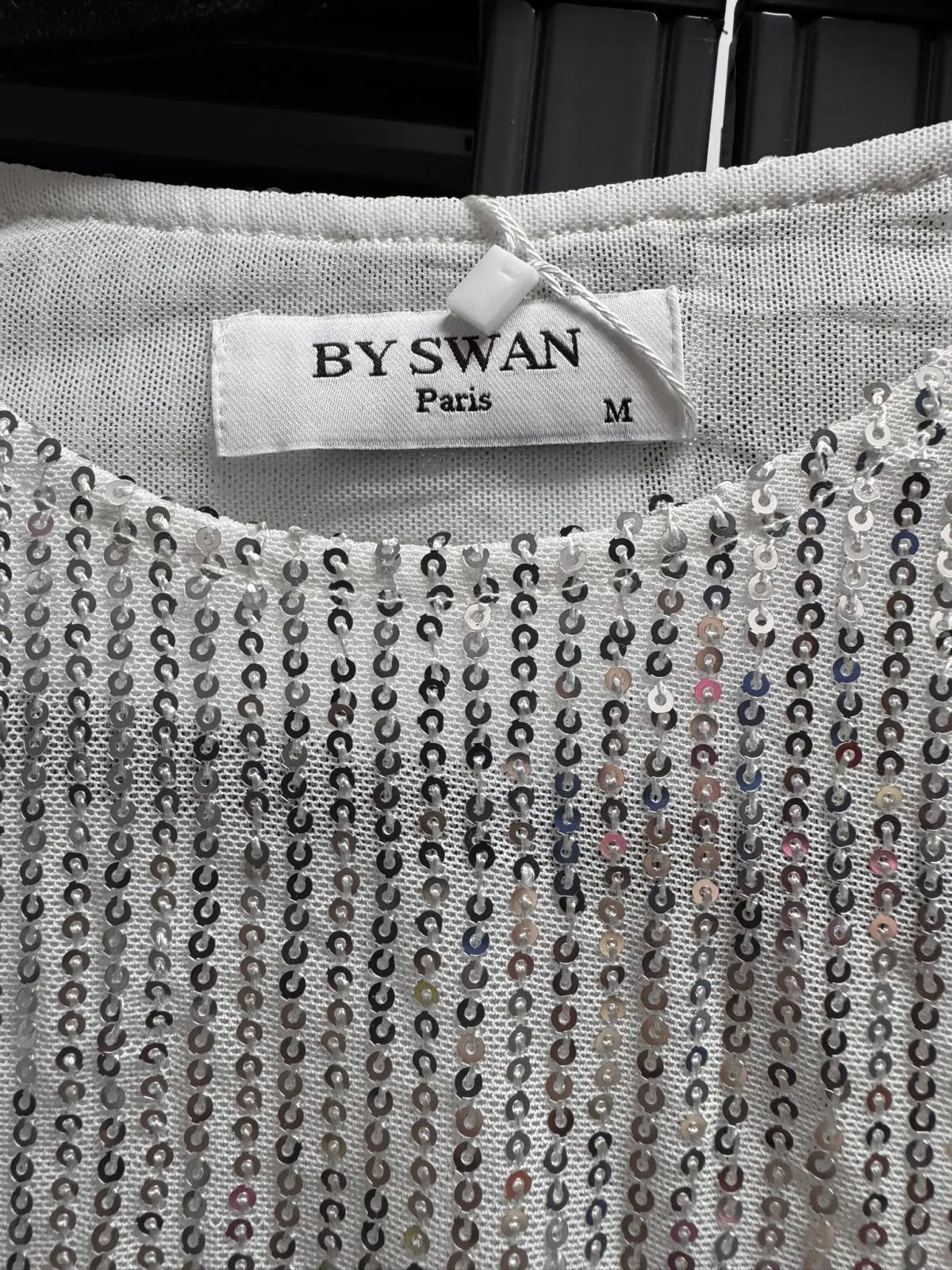Rochie de ocazie BYSWAN EU 38 | Alb, Midi, Mânecă lungă, Paiete, Poliester - Image 3